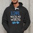 Love Needs No Words Autism Awareness Shirt Mom Dad Teacher Men Hoodie