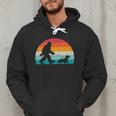 Retro Sasquatch Lover Doxie Wiener Dog Walker Bigfoot Walking a Dog Dachshund Weiner Dog Dad Weenie Small Men Hoodie