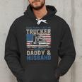 Semi Truck Driver Trucker Daddy Husband US American Flag Men Hoodie