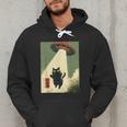 Vintage Japanese Cat Alien Cat Dad UFO Abduction Graphic Tee Men Hoodie