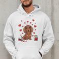 Cute Dachshund Valentine's Day Heart Love Dog Mom Dog Dad Men Hoodie