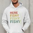 Fishing Here-Fishy Bass Fish Dad Men Hoodie