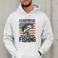 I'd Rather Be Fishing Bass Fish Dad Joke American Flag Men Hoodie