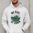 We Ride At Dawn Lawn Mower Zero-Turn Dad Mowing Men Hoodie