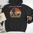 Bigfoot Walking a Dog Bernedoodle Dog Dad Men Hoodie
