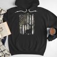 Camo US Flag Deer Elk Buck Camoflage Hunting Hunter Dad Short Sleeve Men Hoodie
