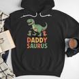 Daddy Saurus Dinosaur Dad Of Two Kids Dino Family Men Hoodie