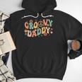 Groovy Daddy Birthday Party Peace Sign Dad 60s 70s Hippie Men Hoodie