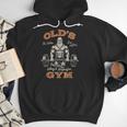 Old's Gym Logo Workout Dad Grandpa Weightlifting Old Men Gym Men Hoodie