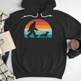 Retro Sasquatch Lover Doxie Wiener Dog Walker Bigfoot Walking a Dog Dachshund Weiner Dog Dad Weenie Small Men Hoodie