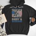 Semi Truck Driver Trucker Daddy Husband US American Flag Men Hoodie