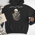 Skeleton Hugging Cat Halloween Cat Lover Cat Mom Dad Men Hoodie