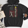 Softball Dad US Flag For Dad Men Patriotic Fathers Day Men Hoodie