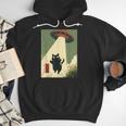 Vintage Japanese Cat Alien Cat Dad UFO Abduction Graphic Tee Men Hoodie