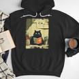 Vintage Japanese Cat Book Lovers Librarian Cat Dad Teacher Men Hoodie