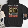 Weiner Dachshund Dad Drink Beer Hang With Dog Vintage Men Hoodie