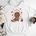 Cute Dachshund Valentine's Day Heart Love Dog Mom Dog Dad Men Hoodie