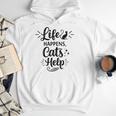 Women's Life Happens Cats Help Cat Lover Cat Moms Cat Dads Men Hoodie