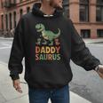 Daddy Saurus Dinosaur Dad Of Two Kids Dino Family Men Hoodie