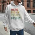 Fishing Here-Fishy Bass Fish Dad Men Hoodie