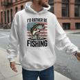 I'd Rather Be Fishing Bass Fish Dad Joke American Flag Men Hoodie
