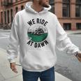 We Ride At Dawn Lawn Mower Zero-Turn Dad Mowing Men Hoodie