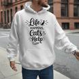 Women's Life Happens Cats Help Cat Lover Cat Moms Cat Dads Men Hoodie