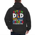 Autism Dad Puzzle Ribbon Proud Son Hero Autism Awareness Men's Hoodie Back Print