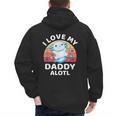 Axolotl Kids Teens Retro Sunset I Love My Daddy Men's Hoodie Back Print