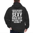 Bald Guy Art For Men Dad Sexy Bald People Bald Man Men's Hoodie Back Print
