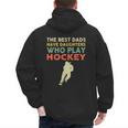 The Best Dads Have Daughters Who Play Hockey Vintage Men's Hoodie Back Print