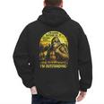 Bigfoot Outdoor Hiking Dad Joke Im Outstanding Sasquatch Men's Hoodie Back Print