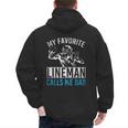 My Favorite Lineman Calls Me Dad American Football Lineman Men's Hoodie Back Print