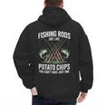 Fishing Rods Are Like Potato Chips Dad Fisherman Men's Hoodie Back Print