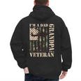 Grandpa Veteran Fathers Day Dad Veteran Camo American Flag Men's Hoodie Back Print
