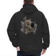 Grey Cat Torn Cloth Cat Dad Cat Mom Cat Lover Men's Hoodie Back Print