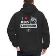 I Love Jesus And Raccoons Mom Dad Christian Love Jesus Bible Men's Hoodie Back Print