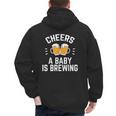 New Dad Baby Shower Cheers A Baby Is Brewing Men's Hoodie Back Print