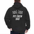 Pit Crew Dad Checkered Flag Hosting Race Car Birthday Partie Men's Hoodie Back Print