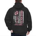Proud New Dad New Girl Baby First Fathers Day American Flag Men's Hoodie Back Print
