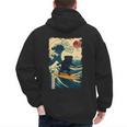 Pug Japanese Kanagawa Wave Surfing Japan Mom Dad Kids Men's Hoodie Back Print Pug Japanese Kanagawa Wave Surfing Japan Mom Dad Kids Men's Hoodie Back Print