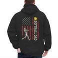 Softball Dad US Flag For Dad Men Patriotic Fathers Day Men's Hoodie Back Print