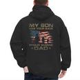 My Son Has Your Back Marine Dad Camouflage Men's Hoodie Back Print