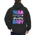 Team Healthy Baby Gender Reveal Pregnancy Mom Dad Men's Hoodie Back Print