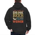Weiner Dachshund Dad Drink Beer Hang With Dog Vintage Men's Hoodie Back Print
