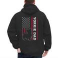 Yorkie Dog Vintage US American Flag Yorkie Dad Fathers Day Men's Hoodie Back Print
