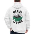 We Ride At Dawn Lawn Mower Zero-Turn Dad Mowing Men's Hoodie Back Print