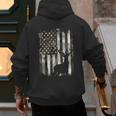 Camo US Flag Deer Elk Buck Camoflage Hunting Hunter Dad Short Sleeve Men's Hoodie Back Print