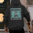 Cheer Dad Daddy Bow Sport Cheerleader Cheerleading Teal Blue Men's Hoodie Back Print
