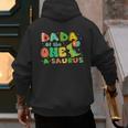 Dada Of The One-A-Saurus 1st Birthday Boy Dinosaur Family Men's Hoodie Back Print